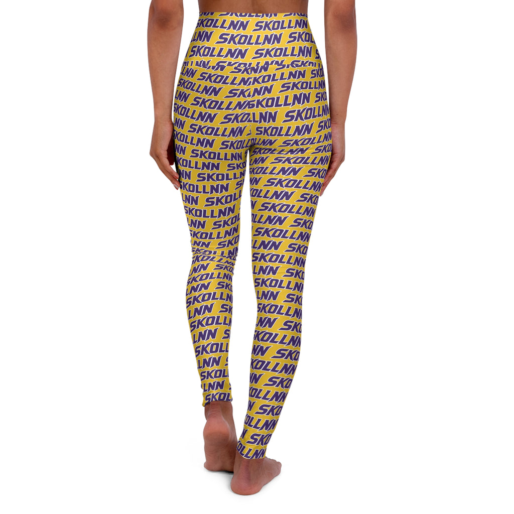 High Waisted Yoga Leggings - Gold - SKOLLNN