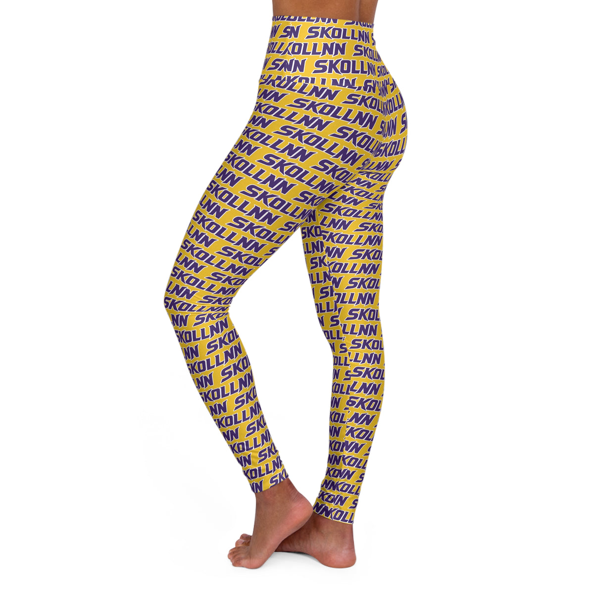 High Waisted Yoga Leggings - Gold - SKOLLNN