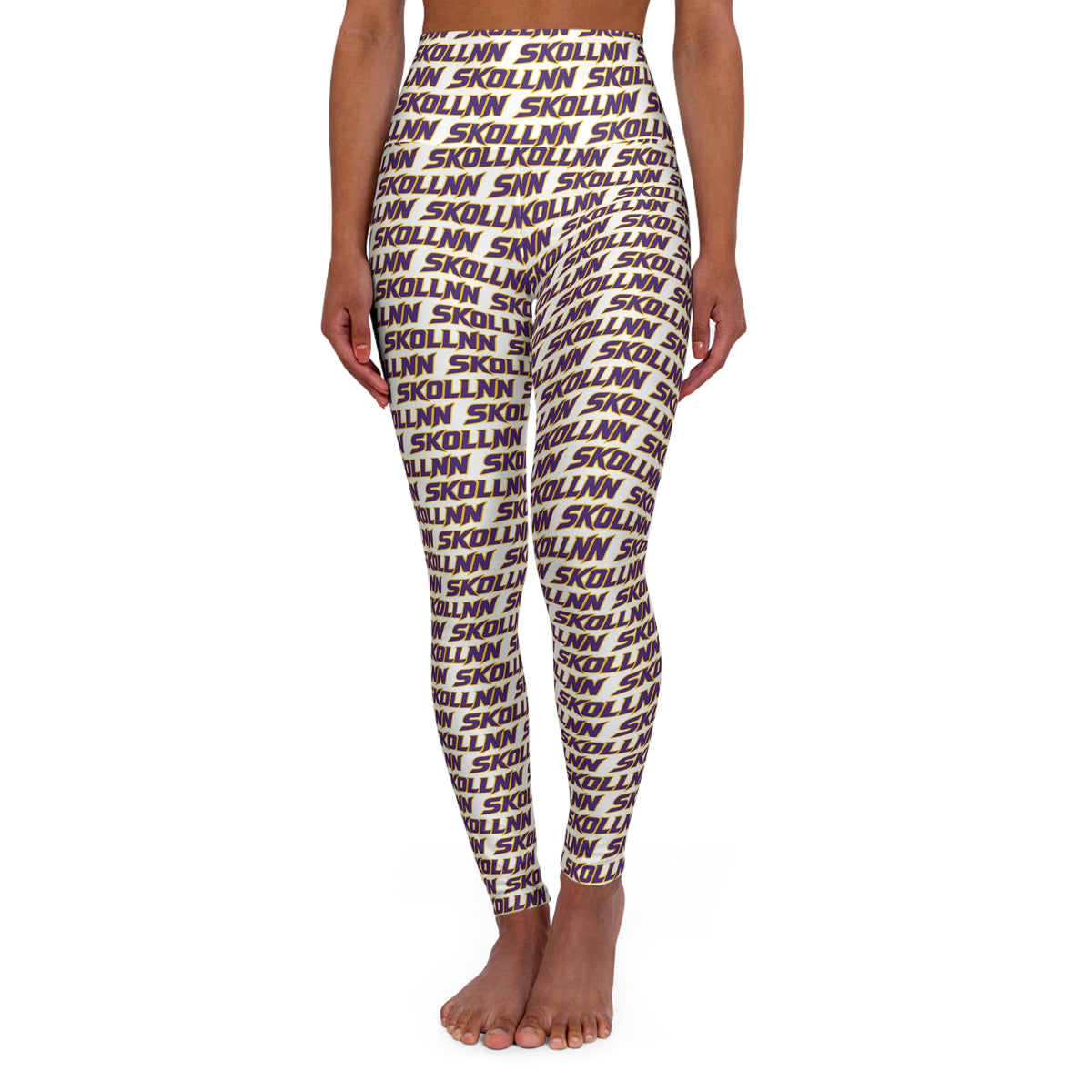 High Waisted Yoga Leggings - White - SKOLLNN