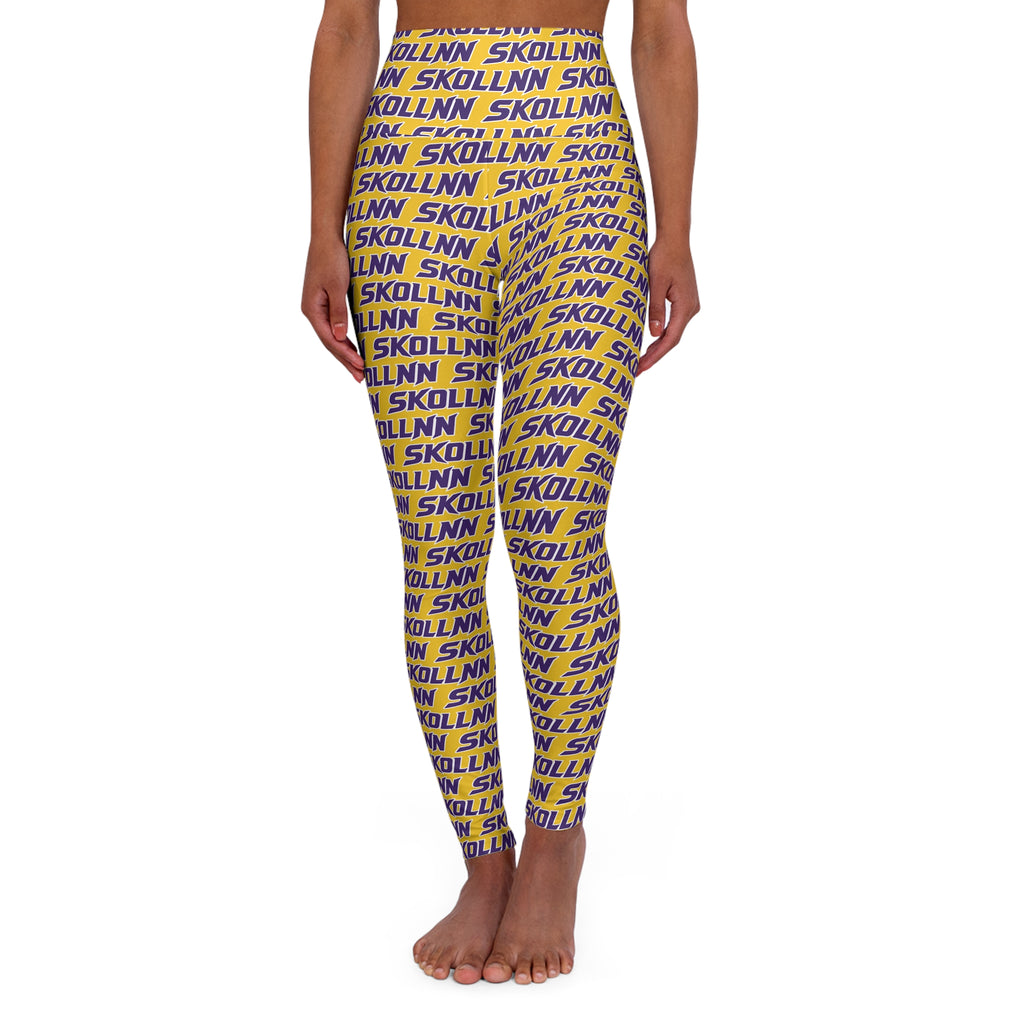 High Waisted Yoga Leggings - Gold - SKOLLNN